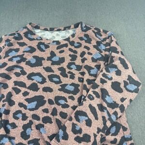 Womens‎ Leopard Print Long Sleeve Knit Top Knot Front Casual Tunic Shirt